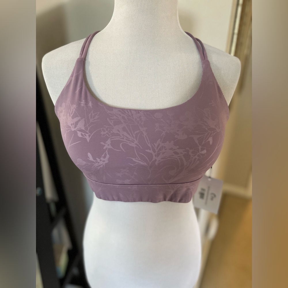 ZYIA Mauve Floral Scoop Neck Sports Bra